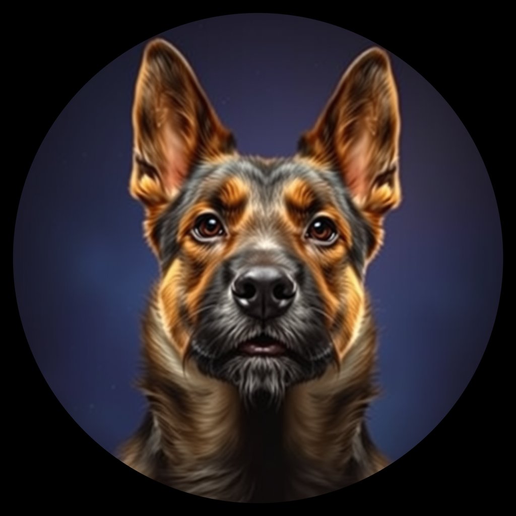 Cosmic medallion portrait of TURV_BeT_00GT22, a Belgian Tervuren