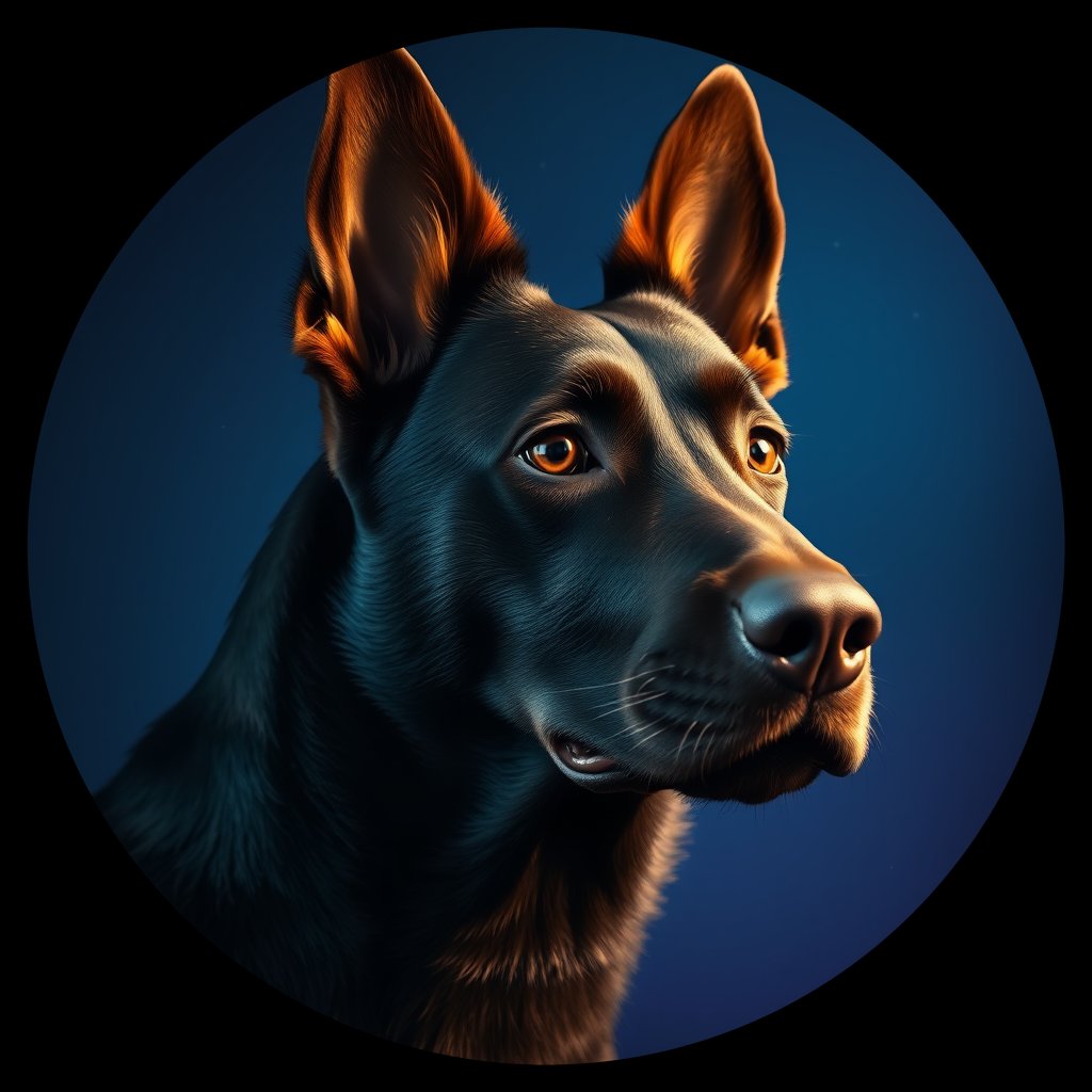 Cosmic medallion portrait of TURV_BeT_00GT23, a Belgian Tervuren