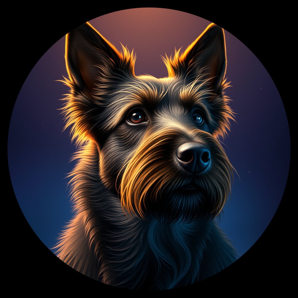 Cosmic medallion portrait of TURV_BeT_00GT24, a Belgian Tervuren