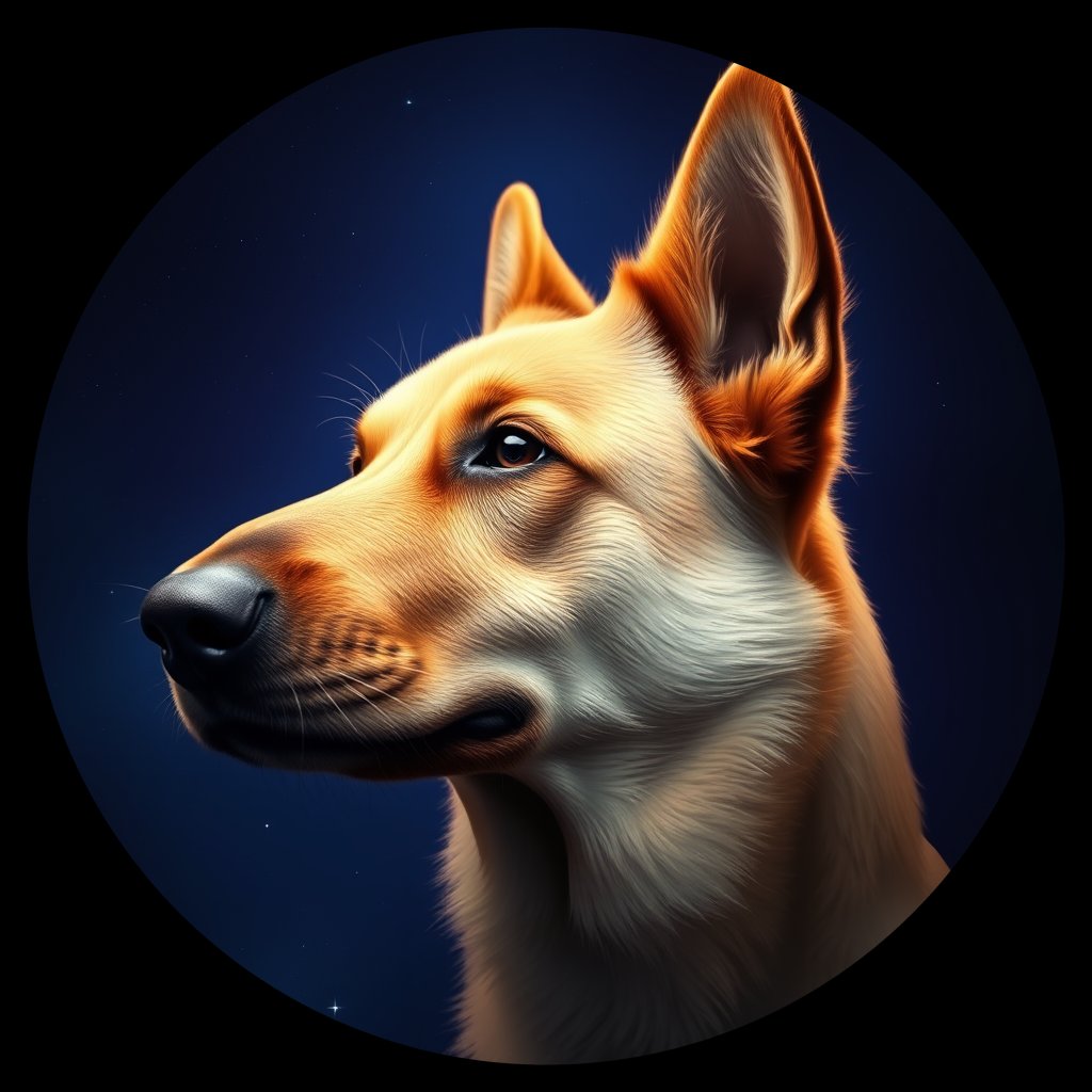 Cosmic medallion portrait of TURV_TURV_22781, a Belgian Tervuren