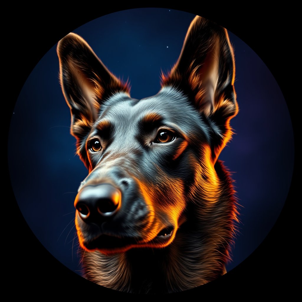 Cosmic medallion portrait of TURV_TURV_24636, a Belgian Tervuren