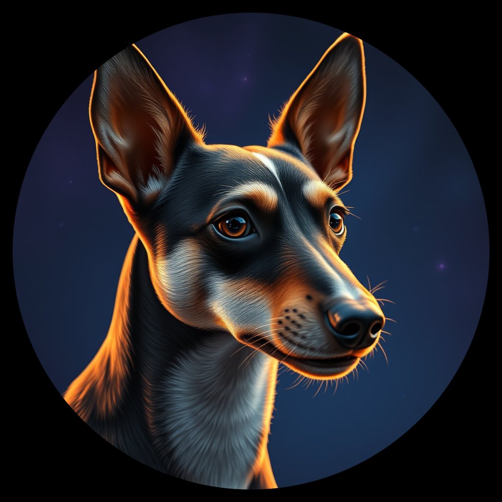 Cosmic medallion portrait of TYFX_TYFX_16D09, a Toy Fox Terrier