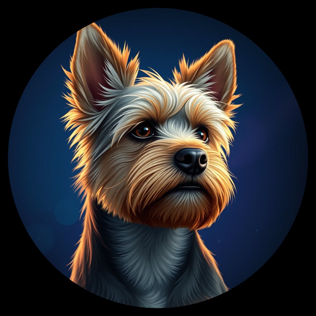 Cosmic medallion portrait of TYo_GT388_TYo_GT388, a Yorkshire Terrier