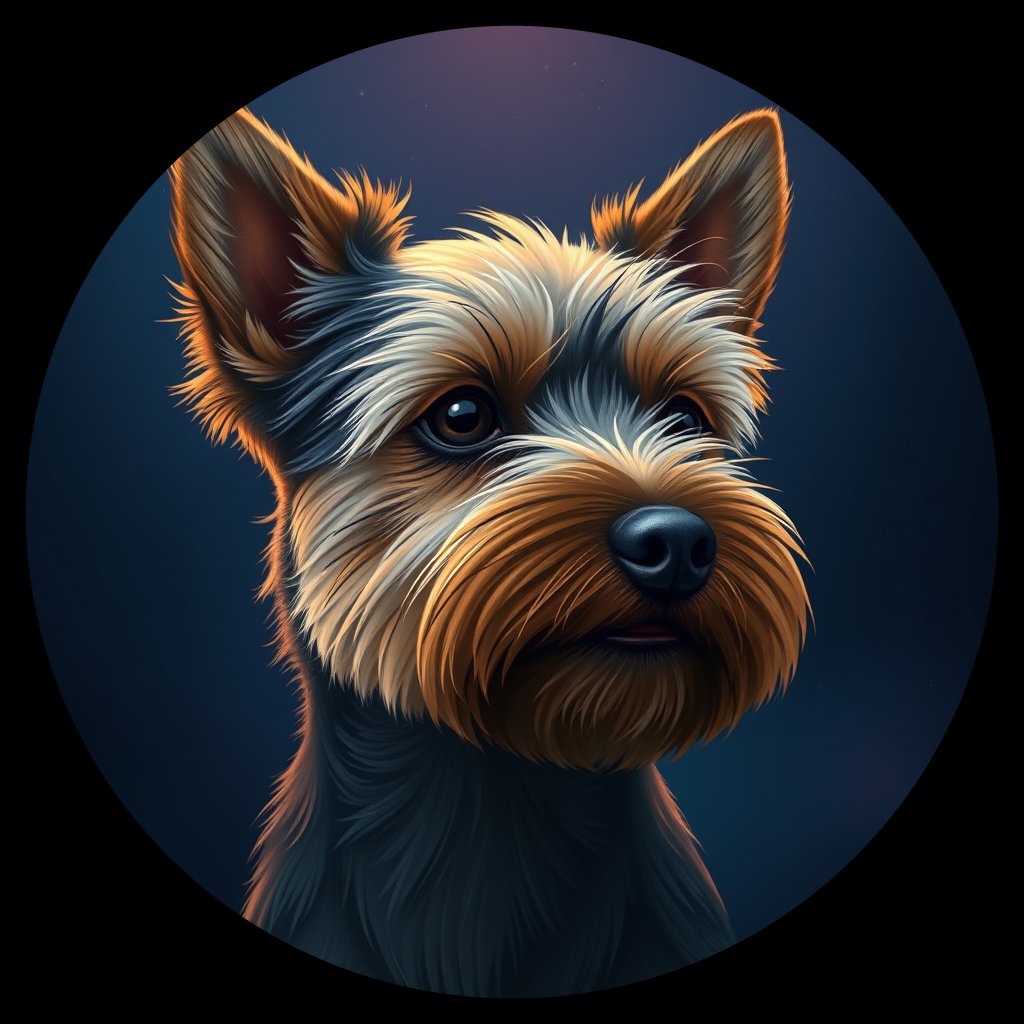 Cosmic medallion portrait of TYo_GT398_TYo_GT398, a Yorkshire Terrier
