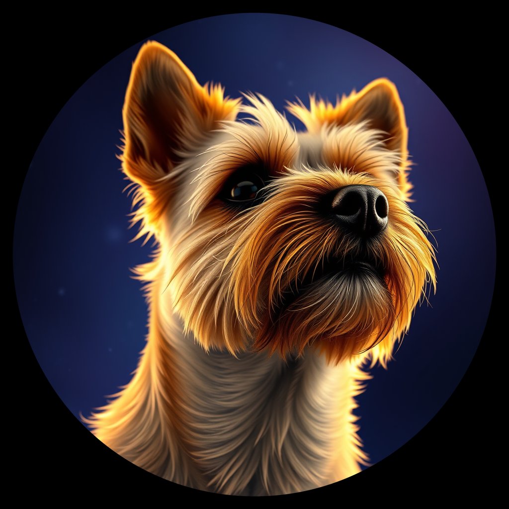 Cosmic medallion portrait of Tara-Fruchter-CT_Tara-Fruchter-CT, a Cairn Terrier