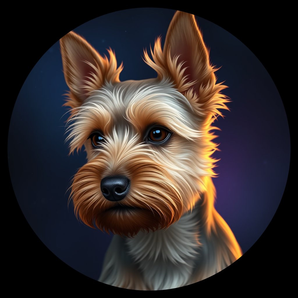 Cosmic medallion portrait of Target-Tyava-YT_Target-Tyava-YT, a Yorkshire Terrier