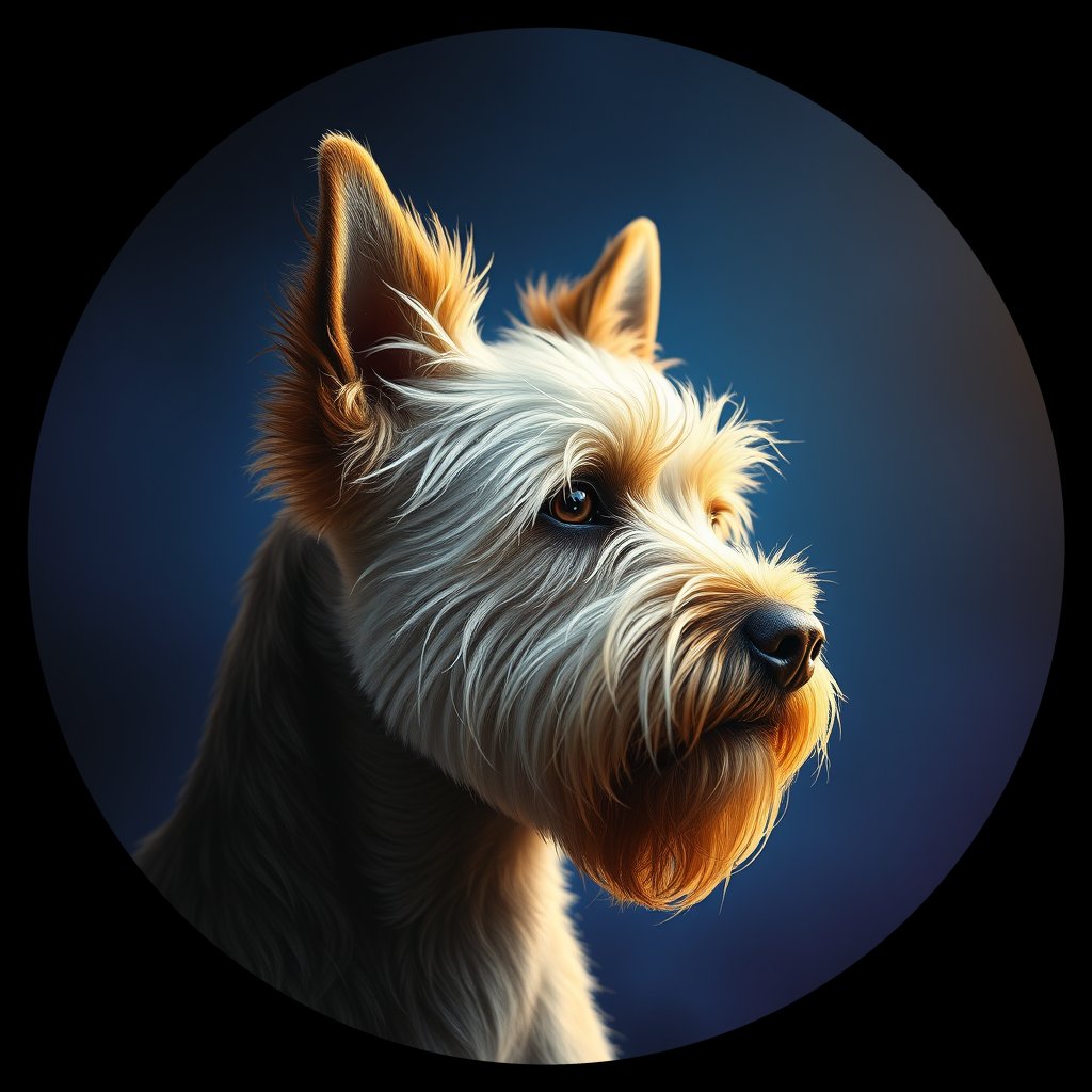 Cosmic medallion portrait of Tavish-CT_Tavish-CT, a Cairn Terrier