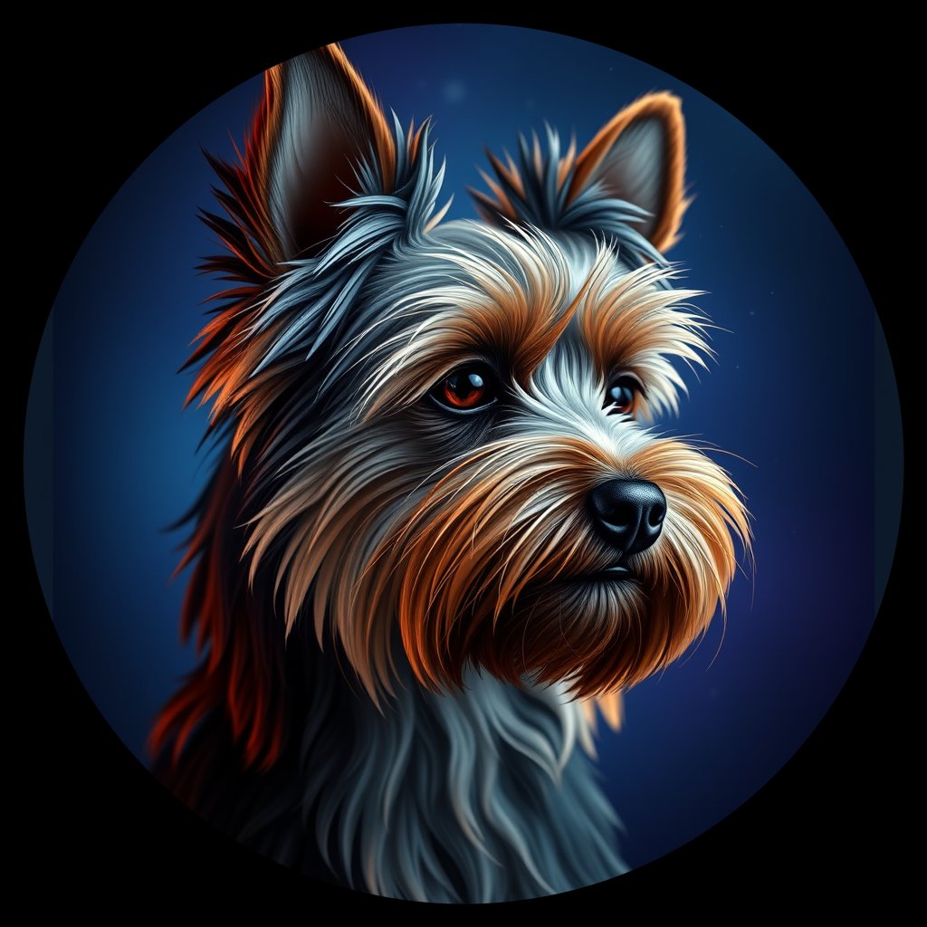Cosmic medallion portrait of Taz-Griffin-YT_Taz-Griffin-YT, a Yorkshire Terrier