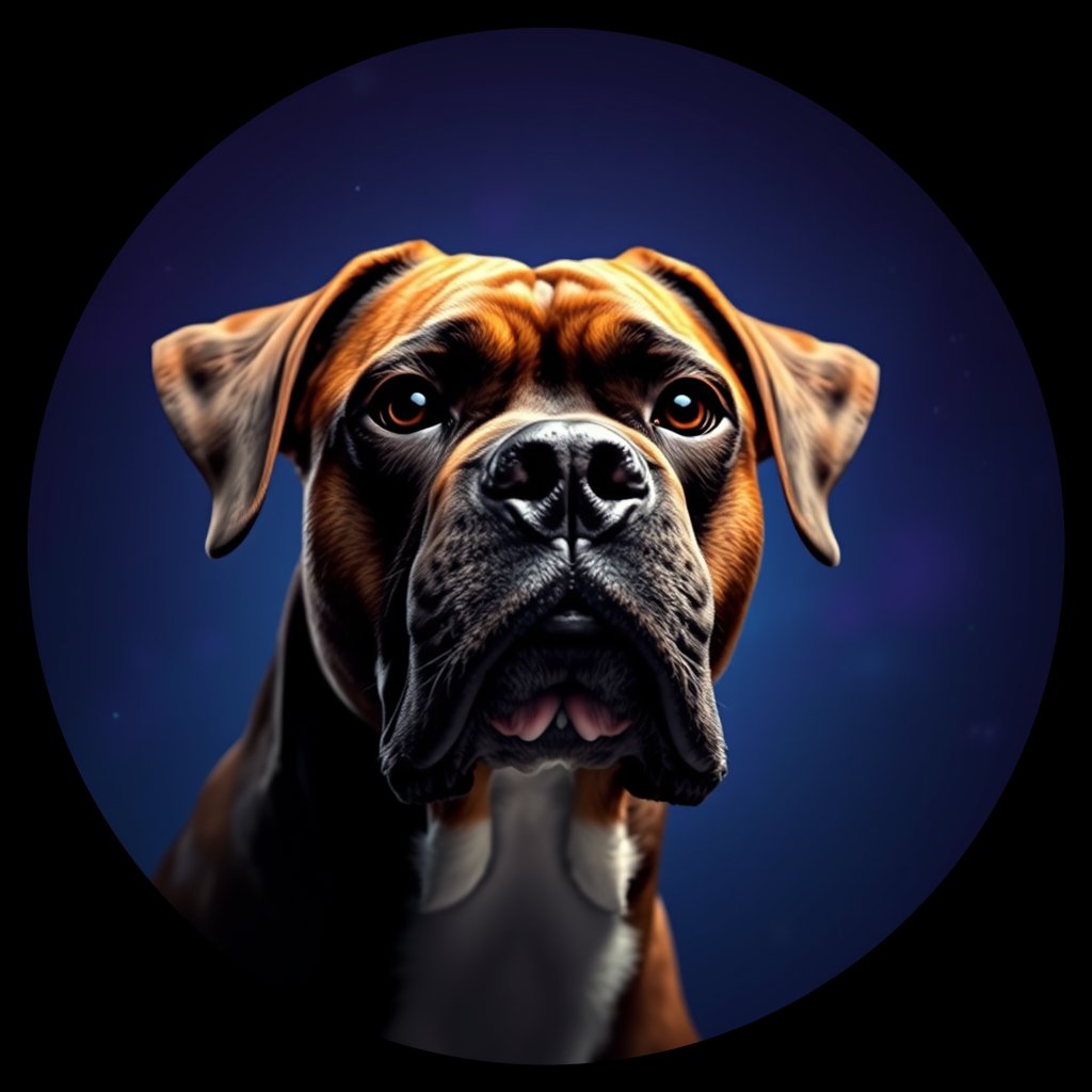 Cosmic medallion portrait of Toby_Toby, a Boxer