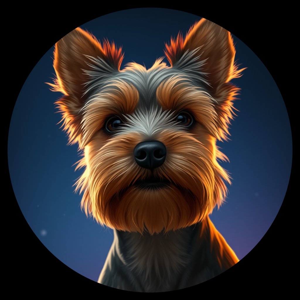 Cosmic medallion portrait of Tori-Griffin-YT_Tori-Griffin-YT, a Yorkshire Terrier