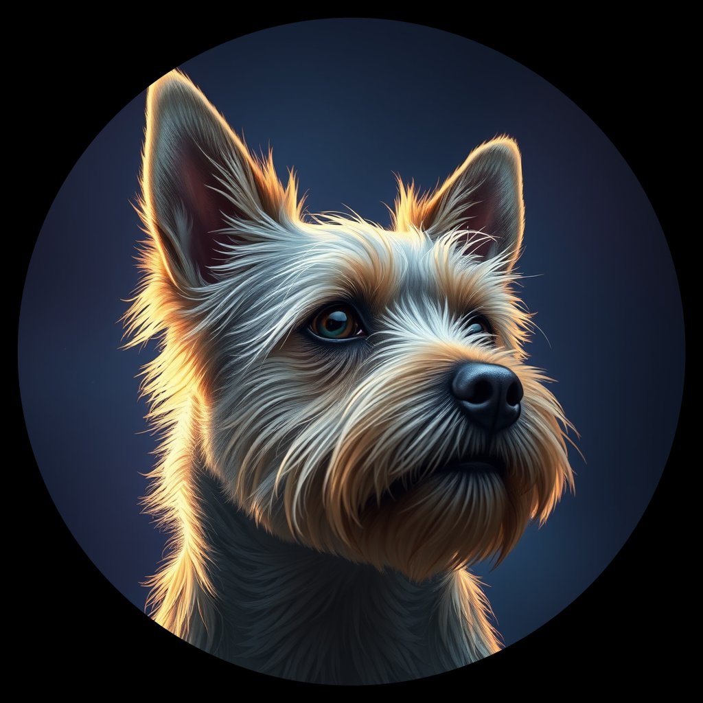Cosmic medallion portrait of TwigBent-OLauren-CT_TwigBent-OLauren-CT, a Cairn Terrier