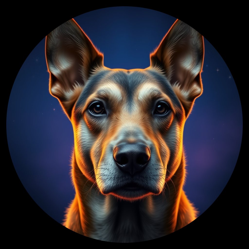 Cosmic medallion portrait of UKRA_UKRA_DUKR1, a Village Dog Ukraine