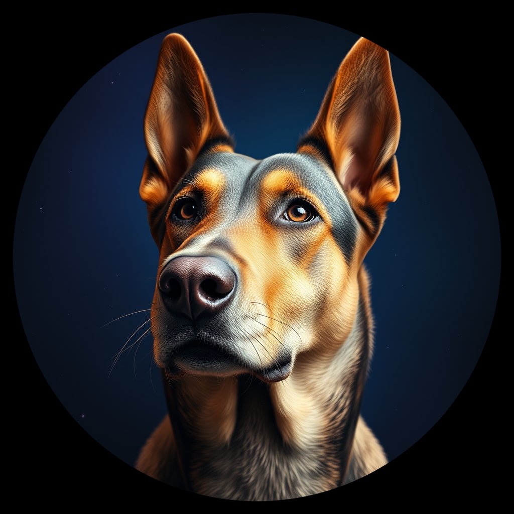 Cosmic medallion portrait of UKRA_UKRA_DUKR2, a Village Dog Ukraine
