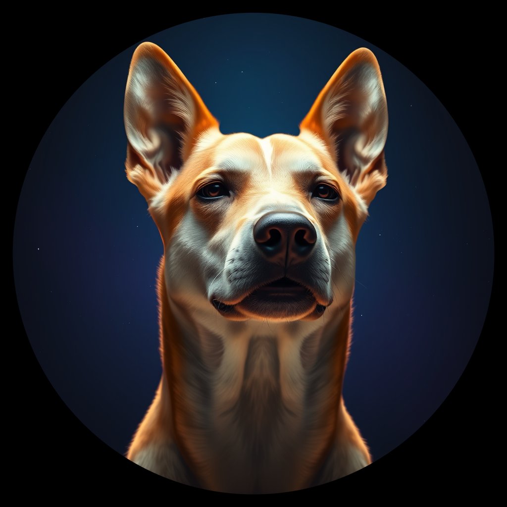 Cosmic medallion portrait of UKRA_UKRA_DUKR25, a Village Dog Ukraine