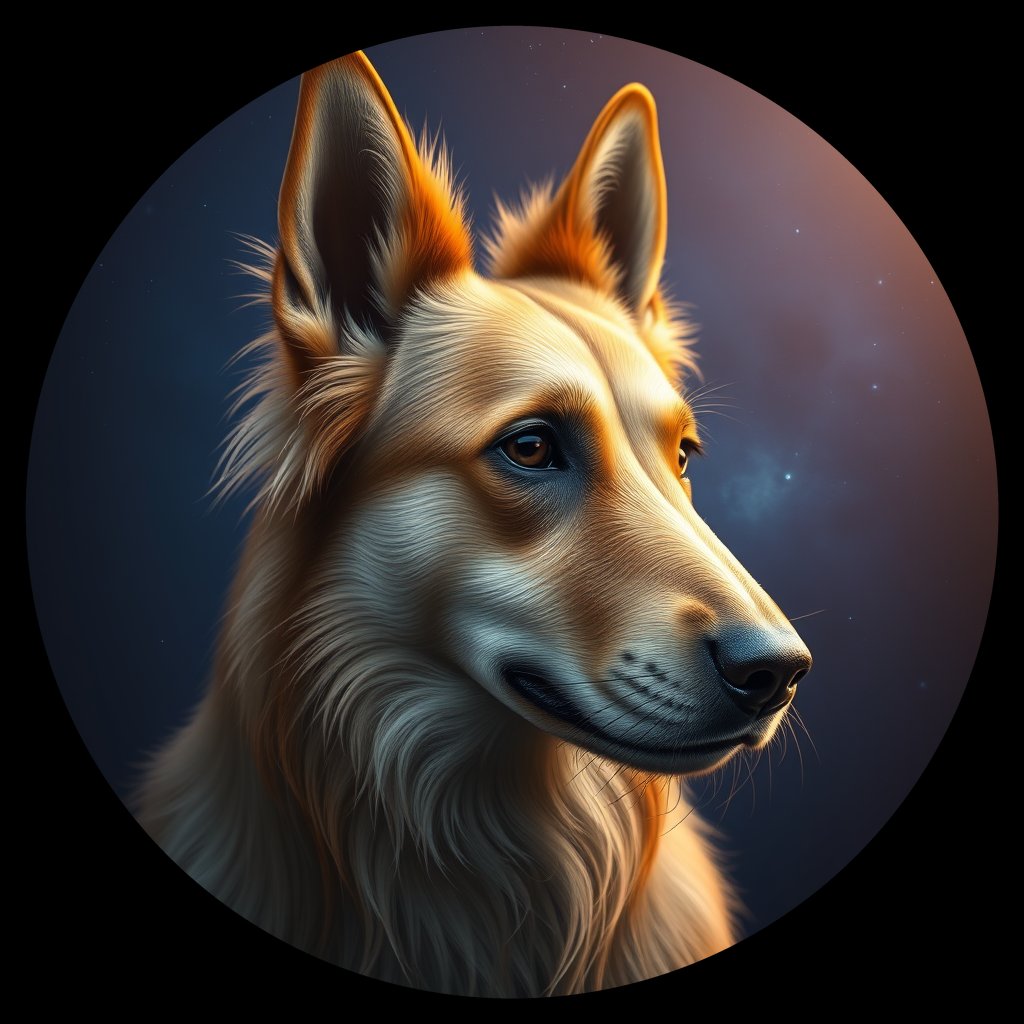 Cosmic medallion portrait of UKRA_UKRA_DUKR33, a Village Dog Ukraine