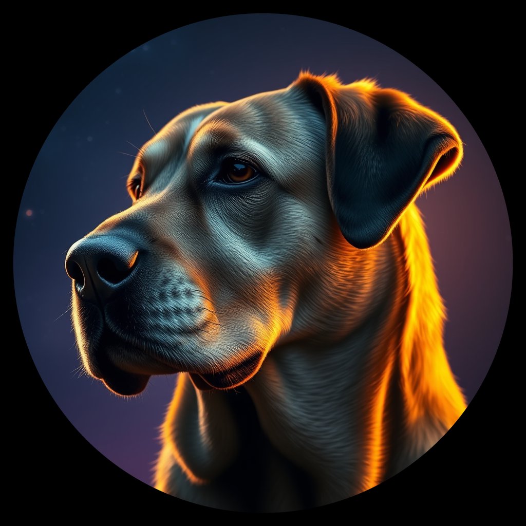Cosmic medallion portrait of UKRA_UKRA_DUKR49, a Village Dog Ukraine