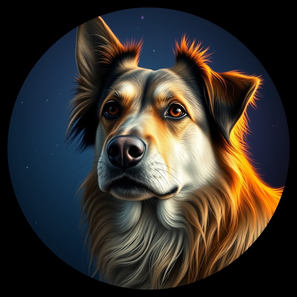 Cosmic medallion portrait of UKRA_UKRA_DUKR8, a Village Dog Ukraine