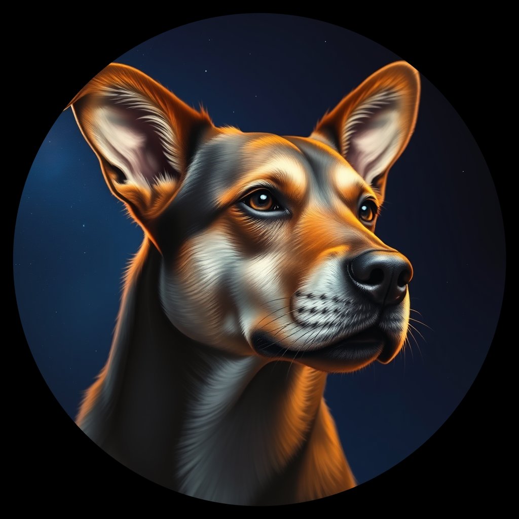 Cosmic medallion portrait of VIET_cd299, a Vietnamese Dog