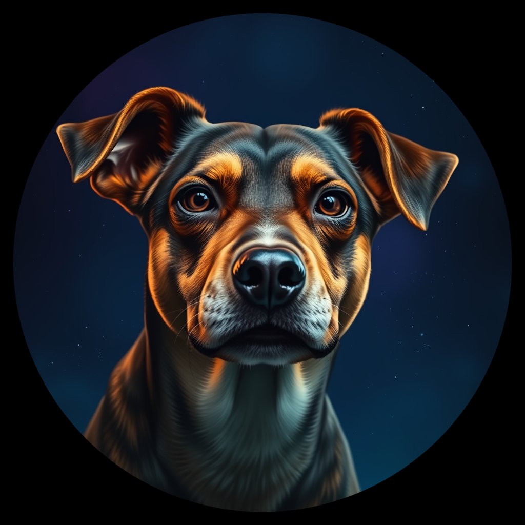 Cosmic medallion portrait of VIET_cd300, a Vietnamese Dog