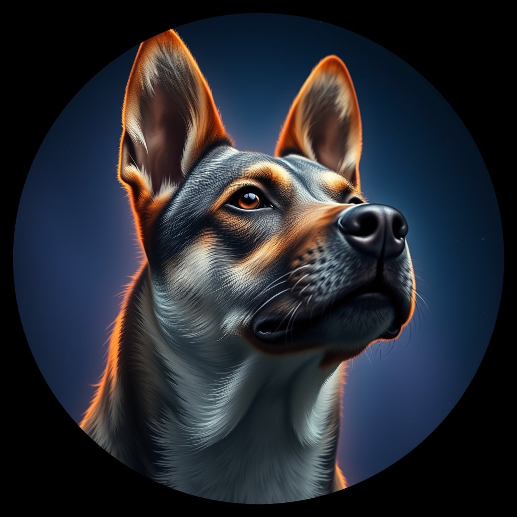 Cosmic medallion portrait of VIET_cd301, a Vietnamese Dog