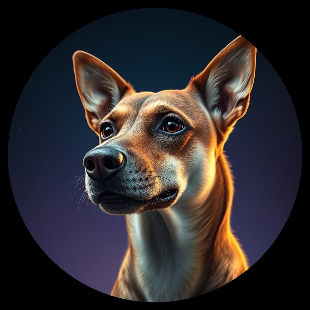 Cosmic medallion portrait of VIET_cd302, a Vietnamese Dog