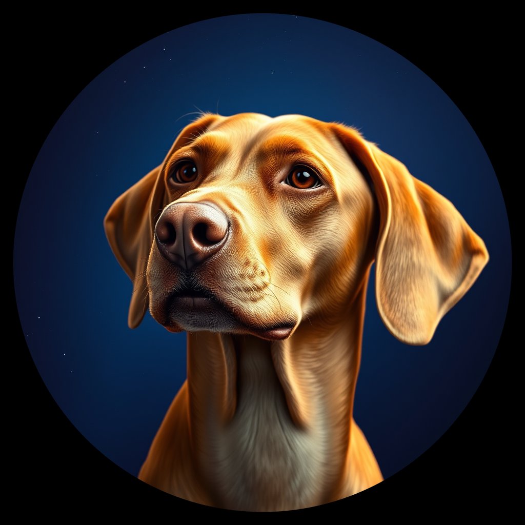Cosmic medallion portrait of VIZS_VIZS_26998, a Vizsla