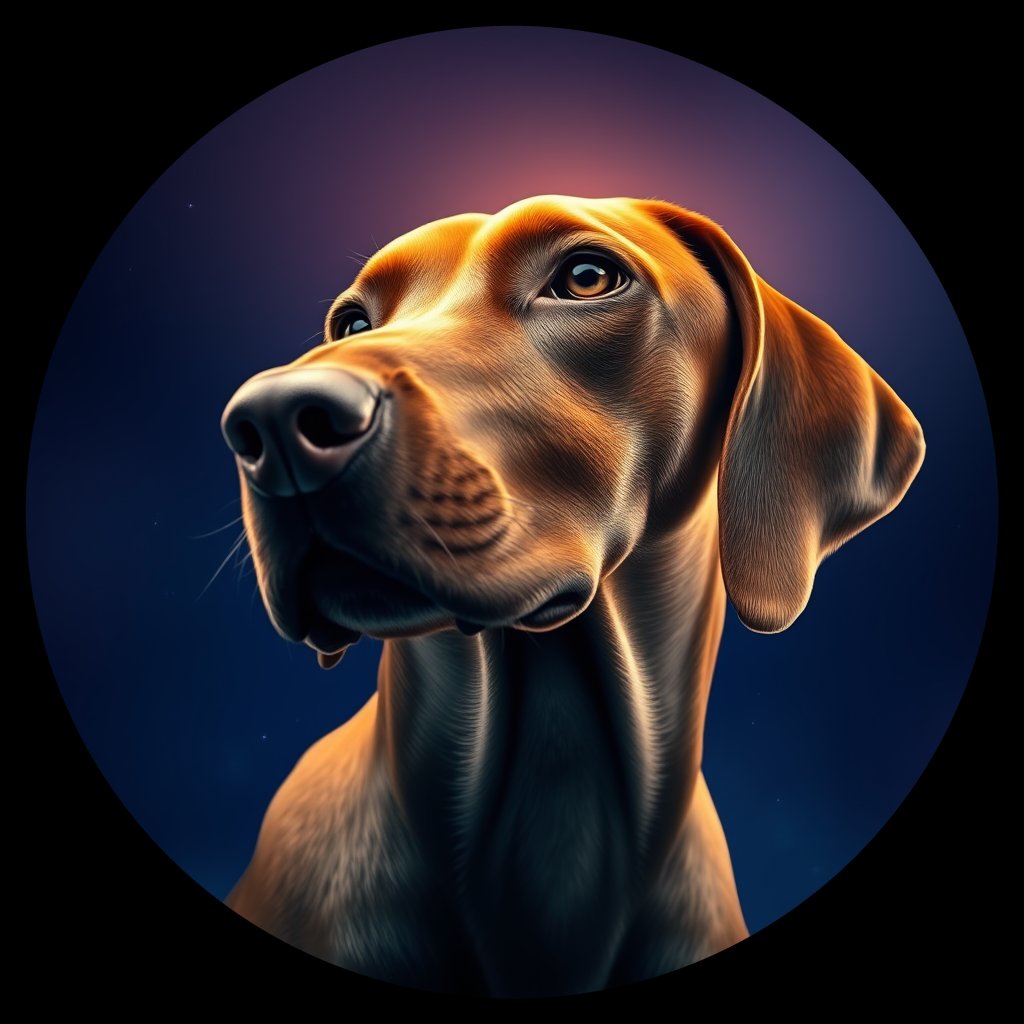 Cosmic medallion portrait of VIZS_VIZS_27015, a Vizsla