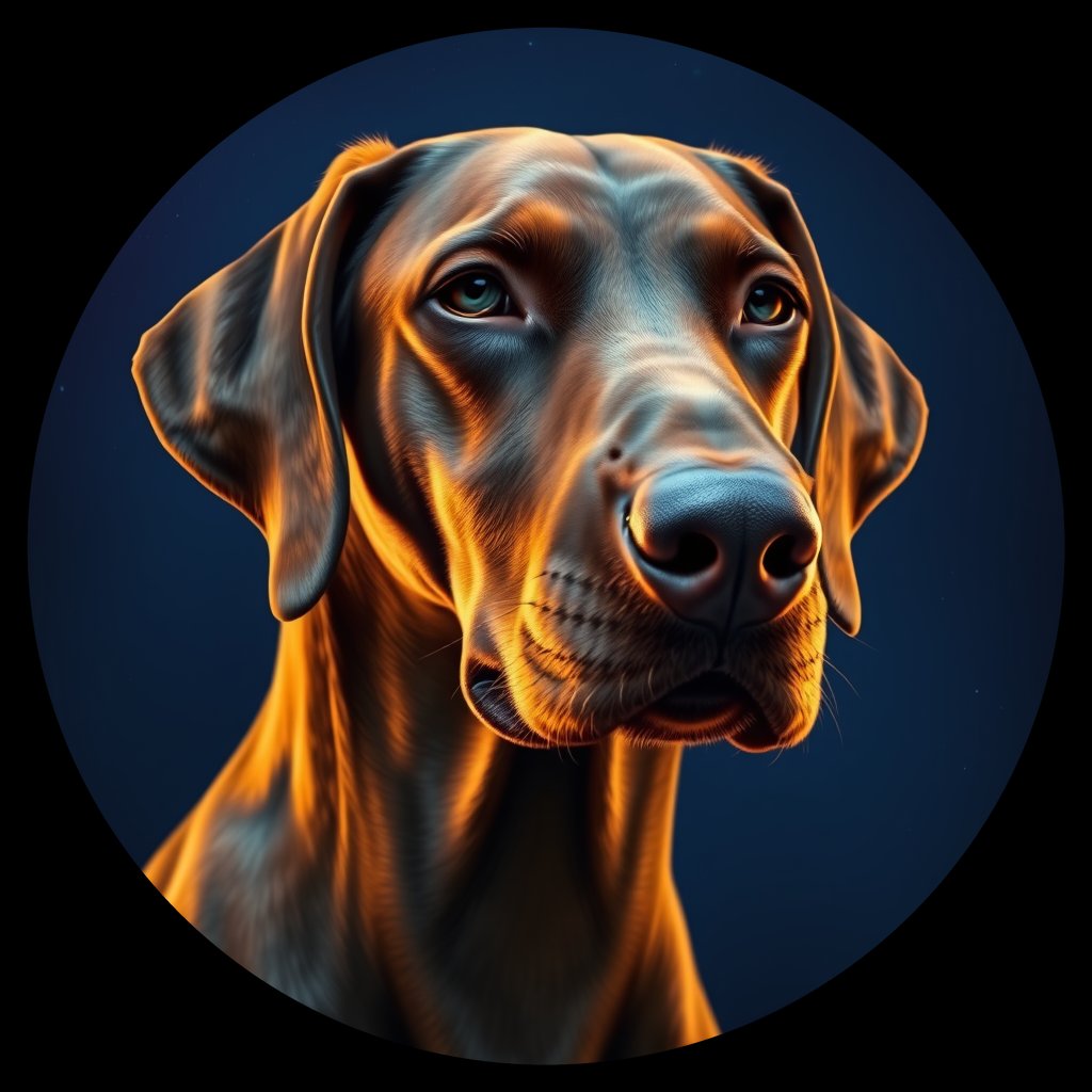 Cosmic medallion portrait of VIZS_VIZS_27051, a Vizsla