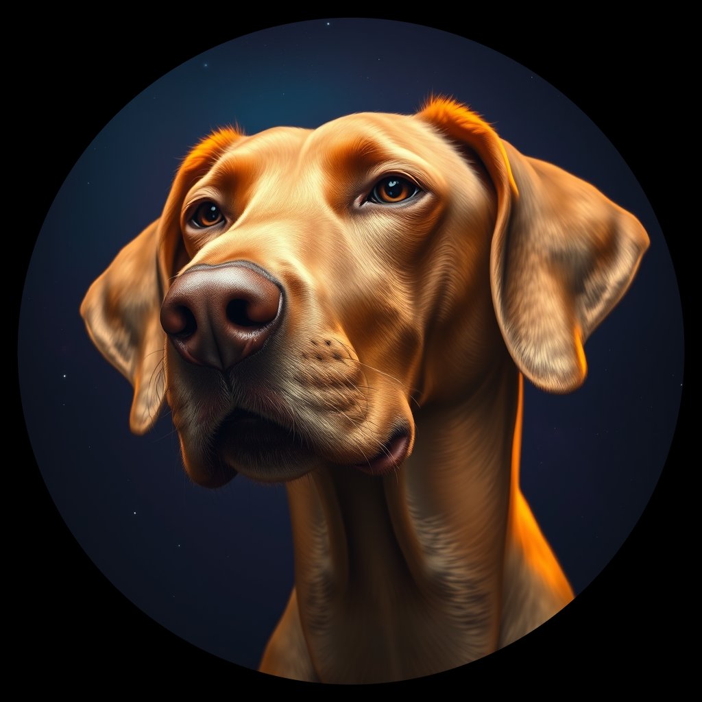 Cosmic medallion portrait of VIZS_VIZS_27073, a Vizsla