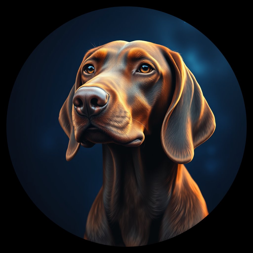 Cosmic medallion portrait of VIZS_VIZS_28366, a Vizsla
