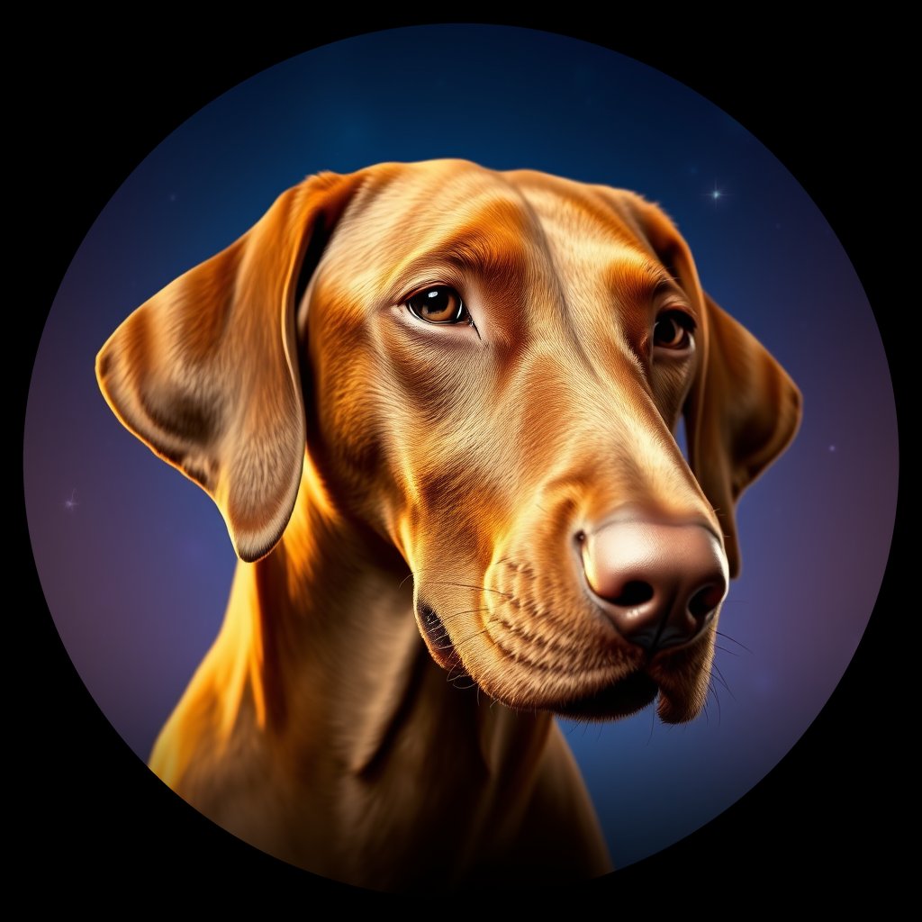 Cosmic medallion portrait of VIZS_VIZS_28367, a Vizsla