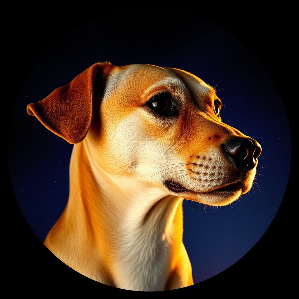 Cosmic medallion portrait of VN44_VN44, a Village Dog Vietnam Ha Giang