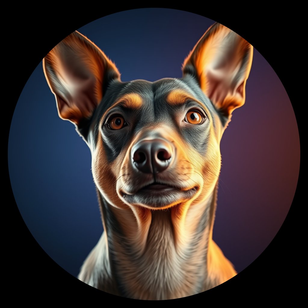 Cosmic medallion portrait of VPIN_Italy_VPIN_24529, a German Pinscher