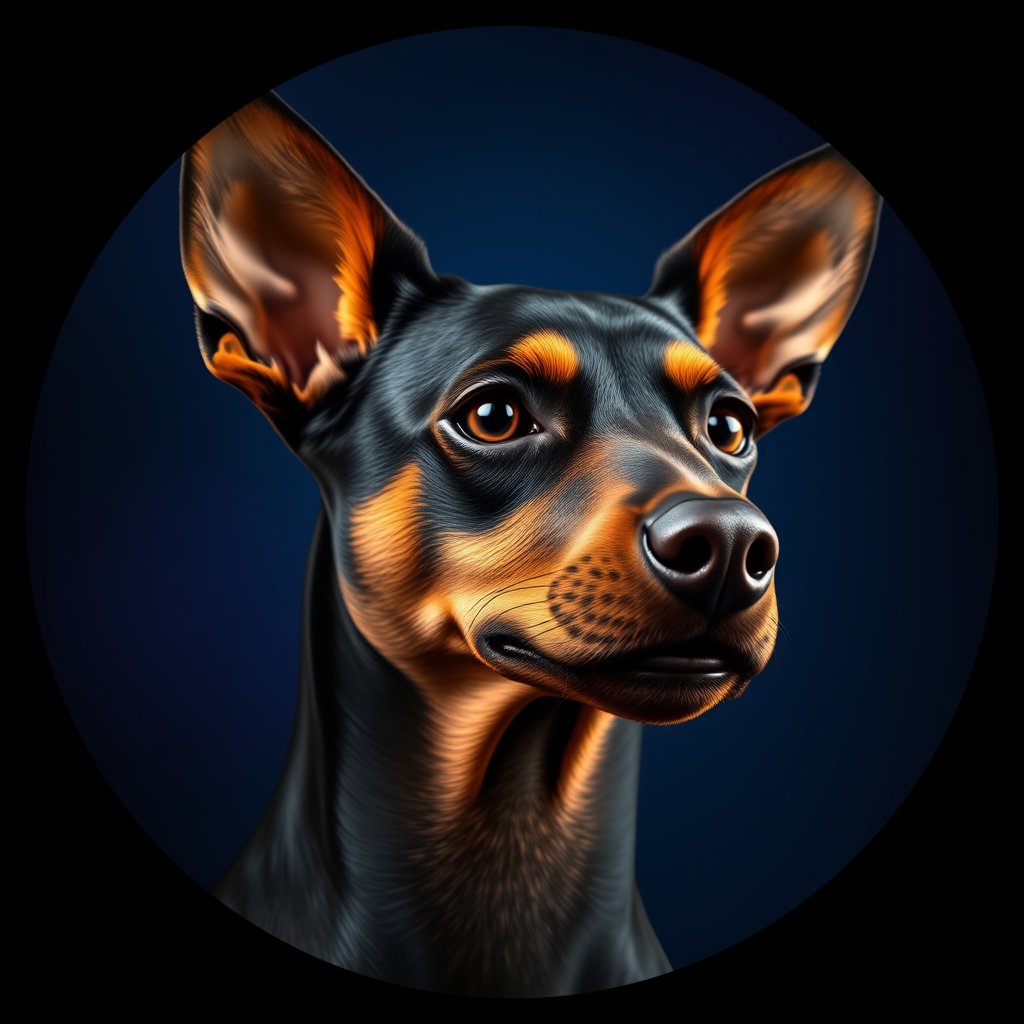 Cosmic medallion portrait of VPIN_Italy_VPIN_24547, a German Pinscher