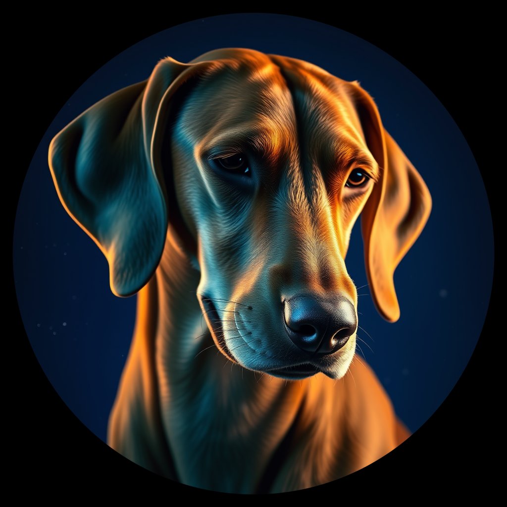 Cosmic medallion portrait of V_23005_V_23005, a Vizsla (Smooth Coat)