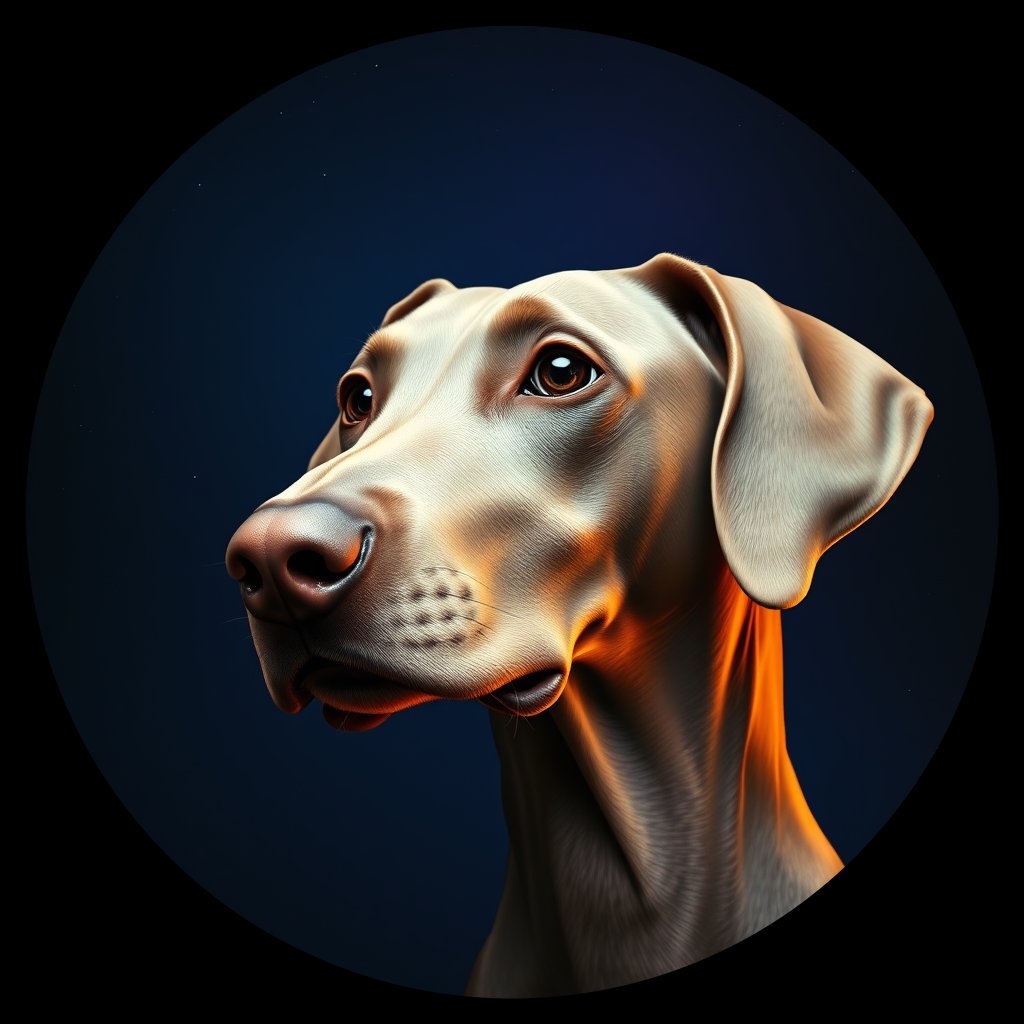 Cosmic medallion portrait of WEIM_Wei_0GT410, a Weimaraner