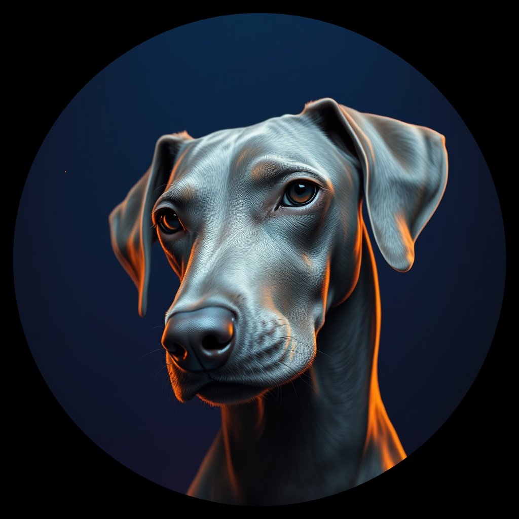 Cosmic medallion portrait of WEIM_Wei_0GT413, a Weimaraner