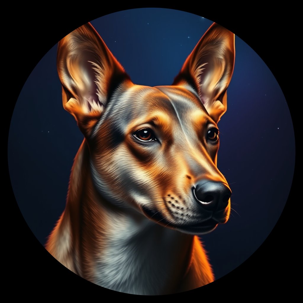 Cosmic medallion portrait of WEST_16.58, a Dingo West