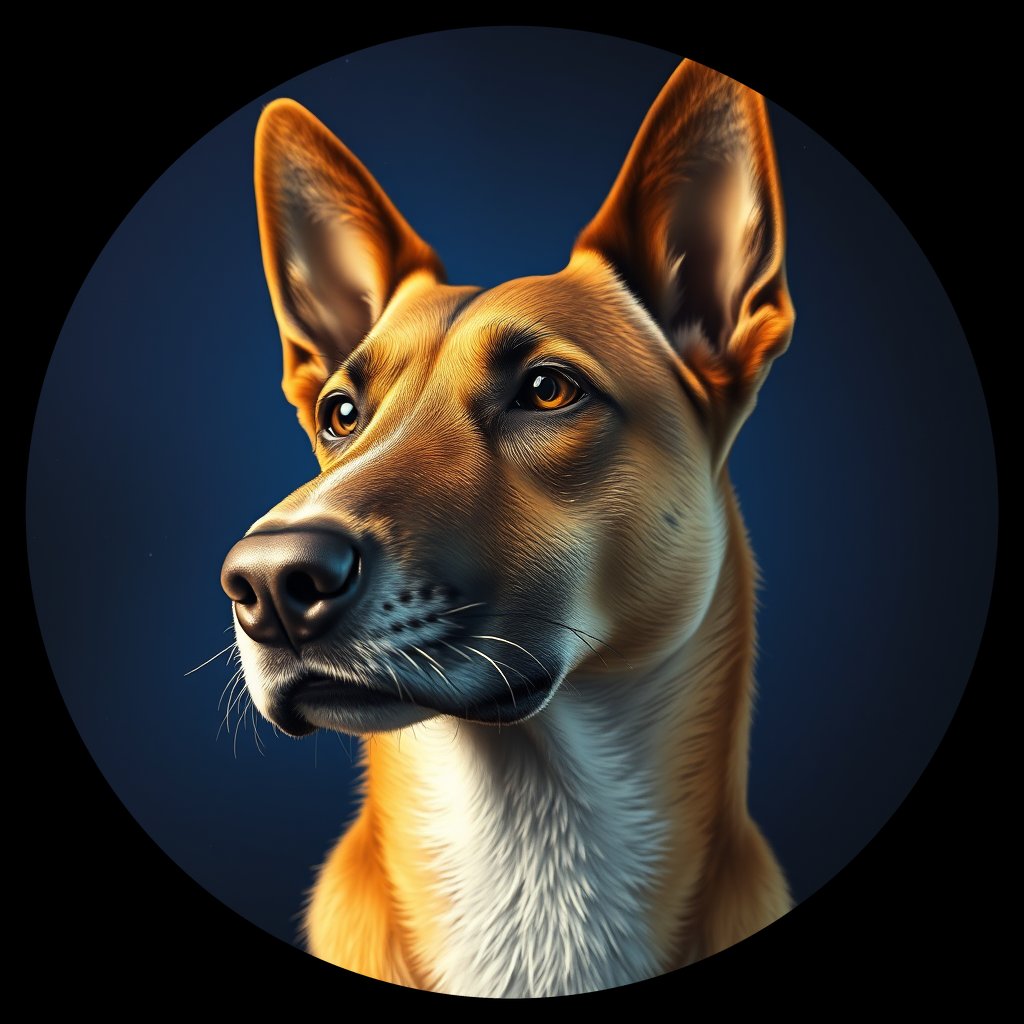 Cosmic medallion portrait of WEST_21.1, a Dingo West