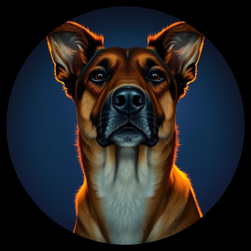 Cosmic medallion portrait of WEST_NT09, a Dingo West