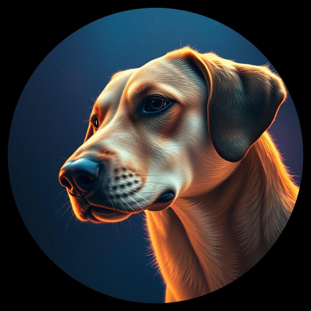 Cosmic medallion portrait of WEST_cd054, a Dingo West