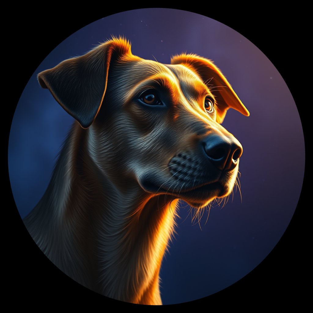 Cosmic medallion portrait of WEST_cd108, a Dingo West