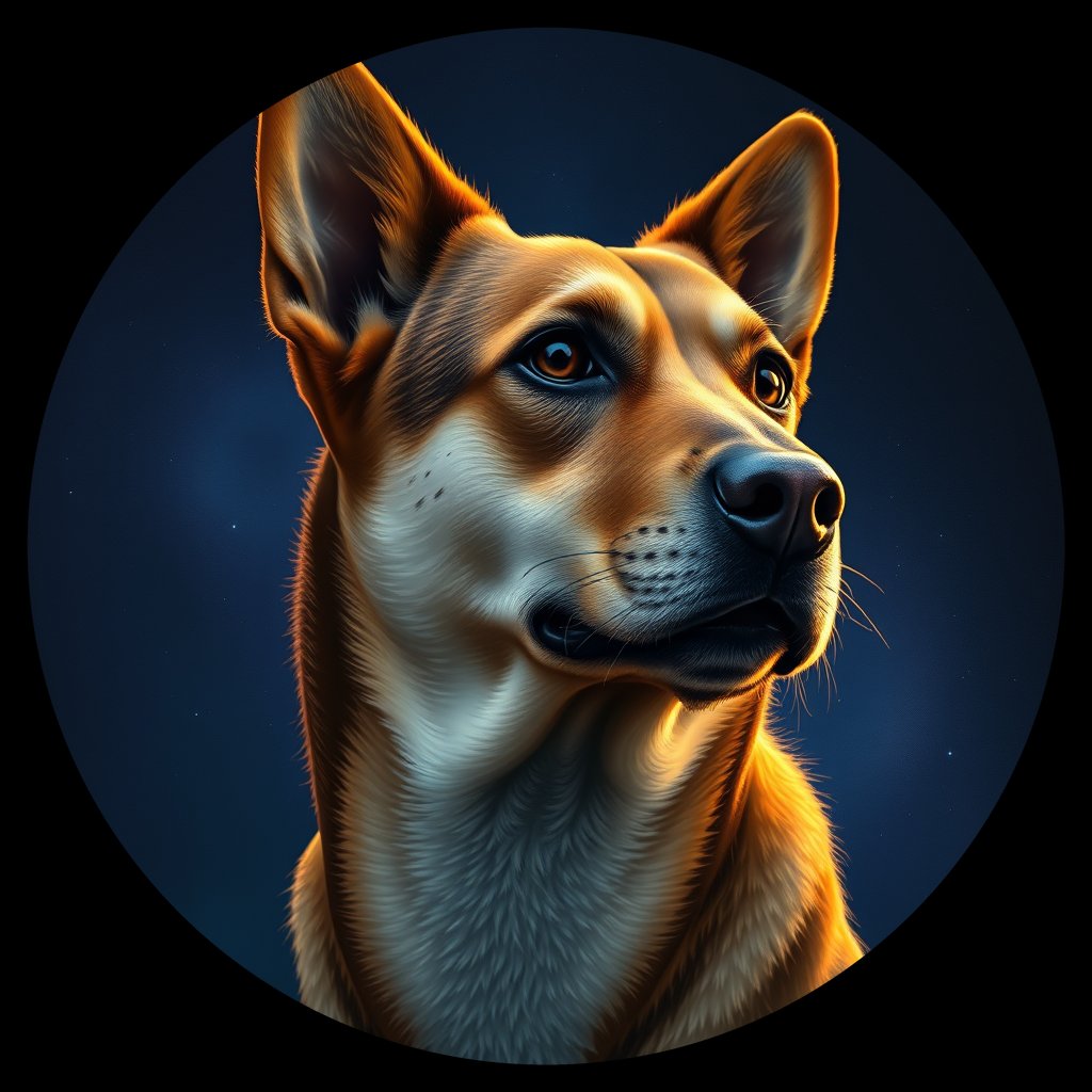 Cosmic medallion portrait of WEST_cd197, a Dingo West