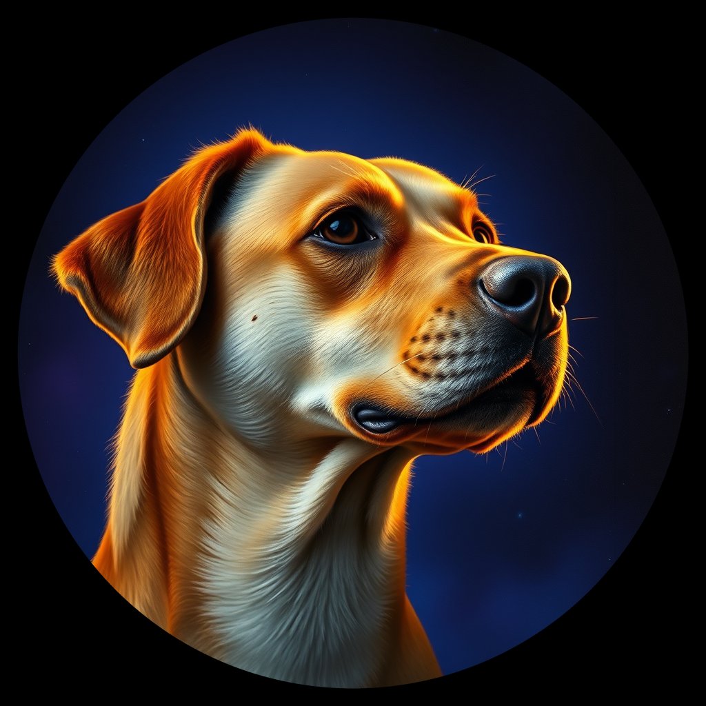Cosmic medallion portrait of WEST_cd237, a Dingo West