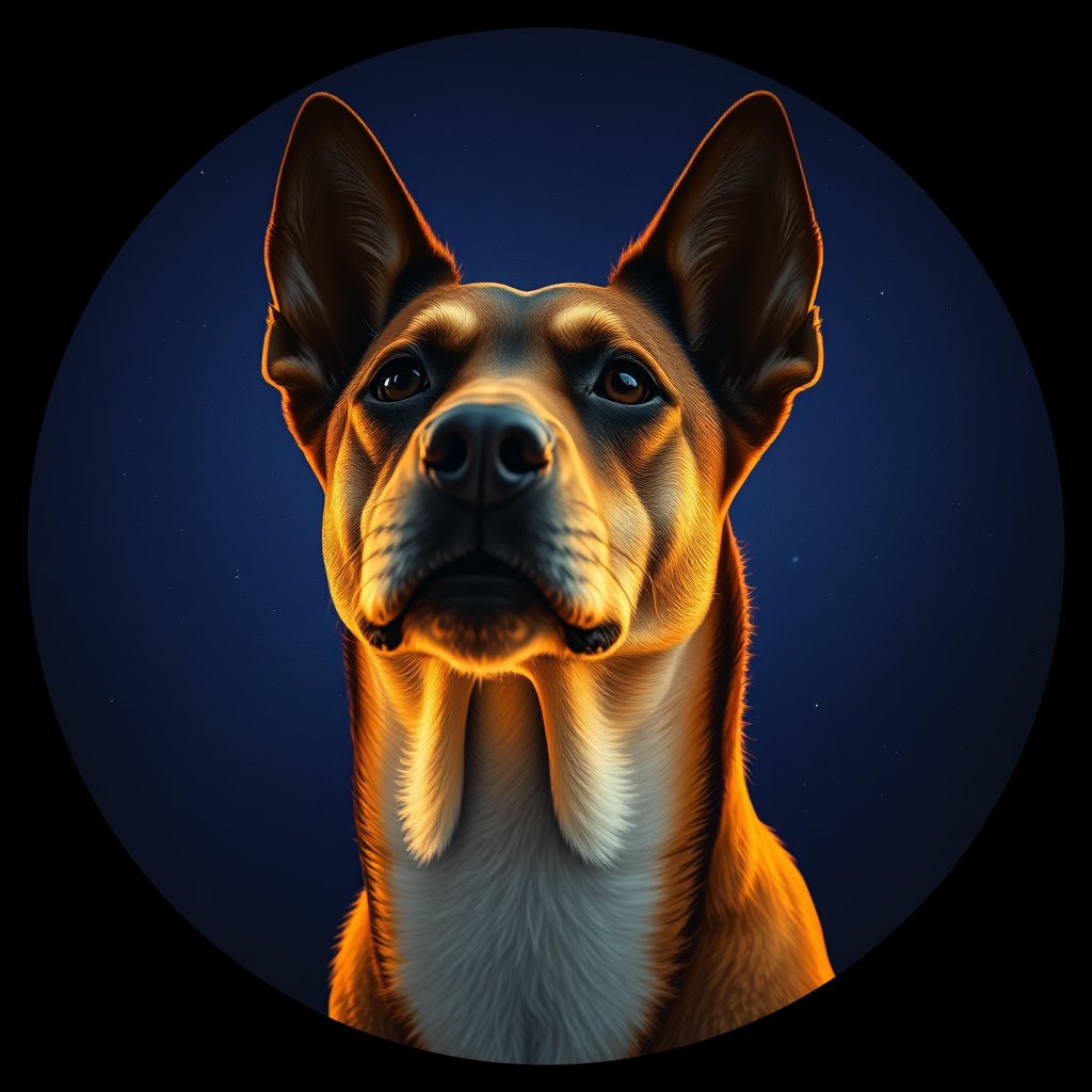 Cosmic medallion portrait of WEST_cd325, a Dingo West