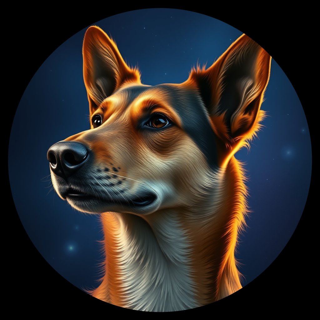 Cosmic medallion portrait of WEST_cd574, a Dingo West