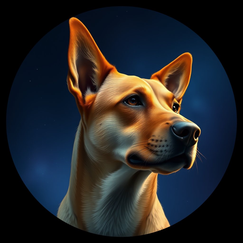 Cosmic medallion portrait of WEST_cd581, a Dingo West