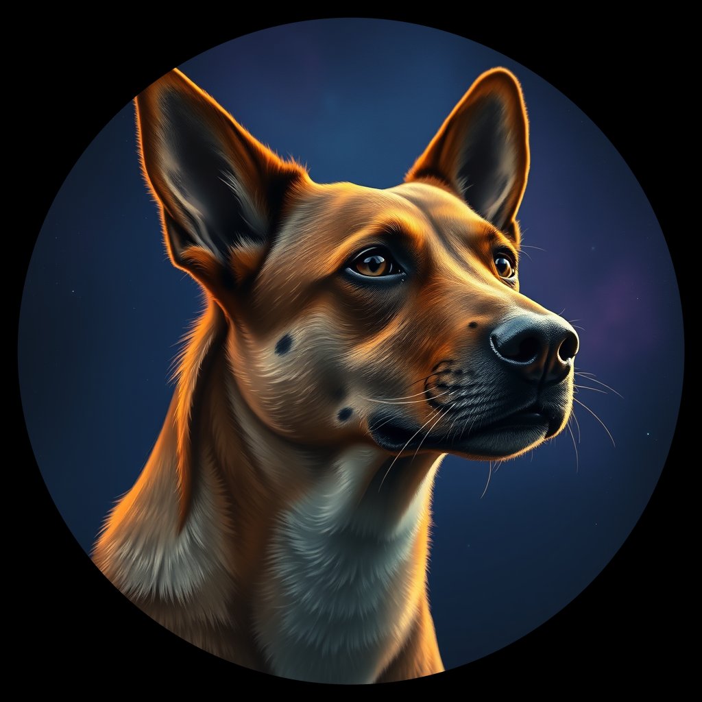 Cosmic medallion portrait of WEST_cd585, a Dingo West