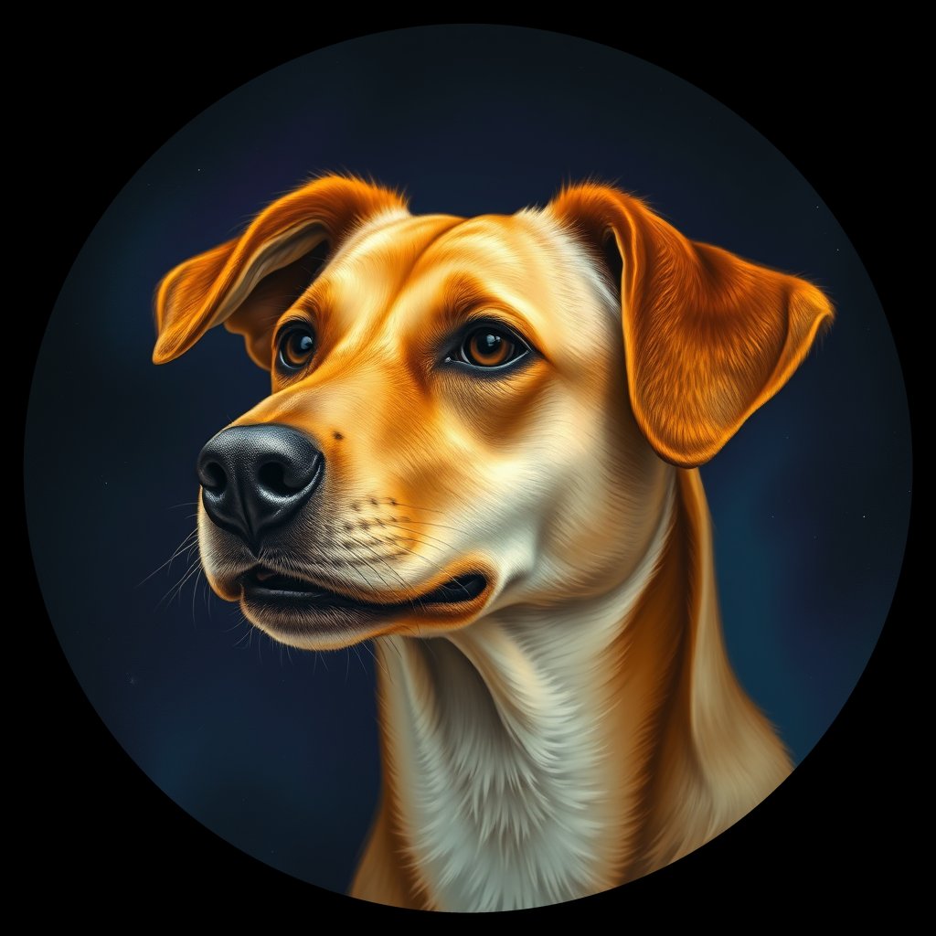 Cosmic medallion portrait of WEST_cd589, a Dingo West