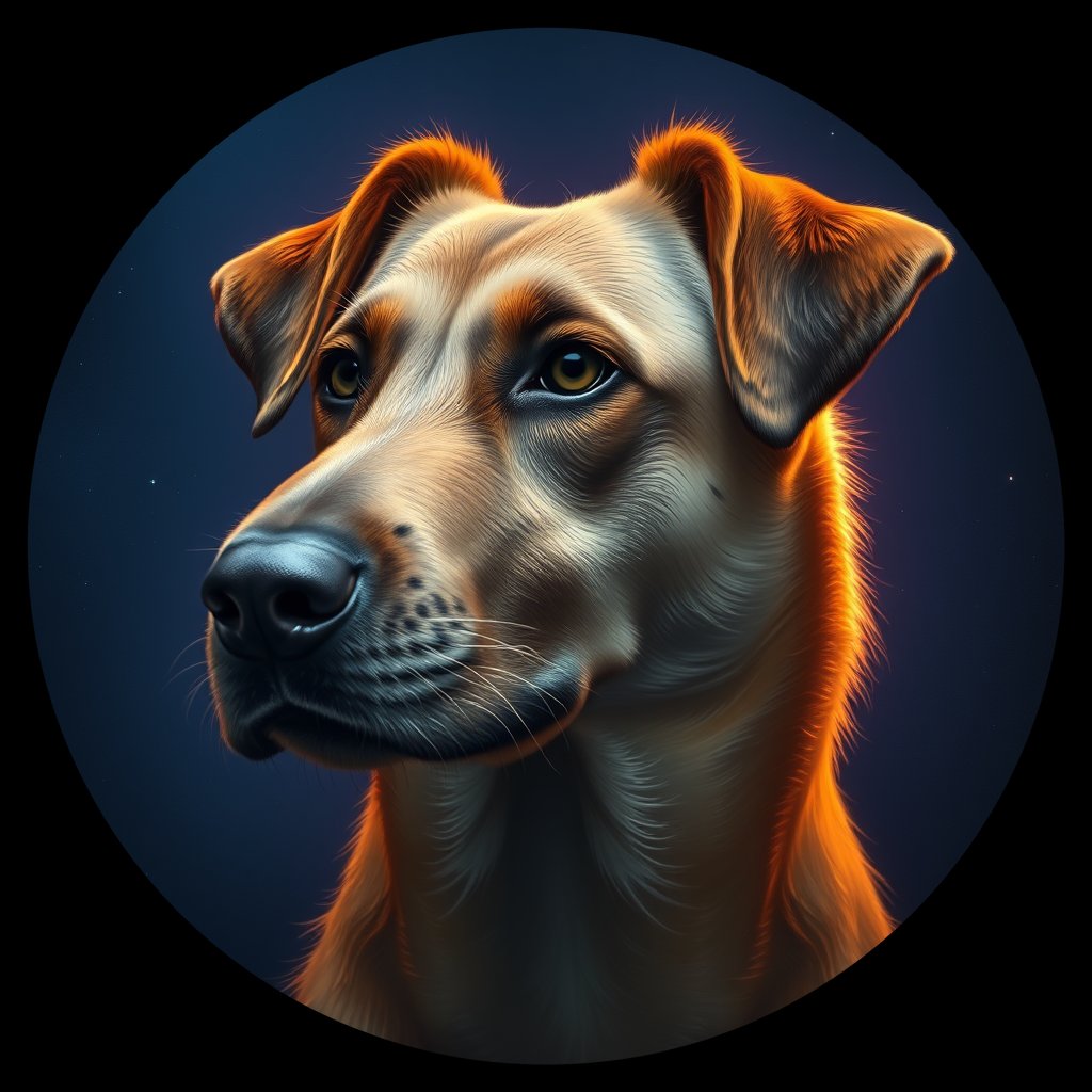 Cosmic medallion portrait of WEST_cd591, a Dingo West